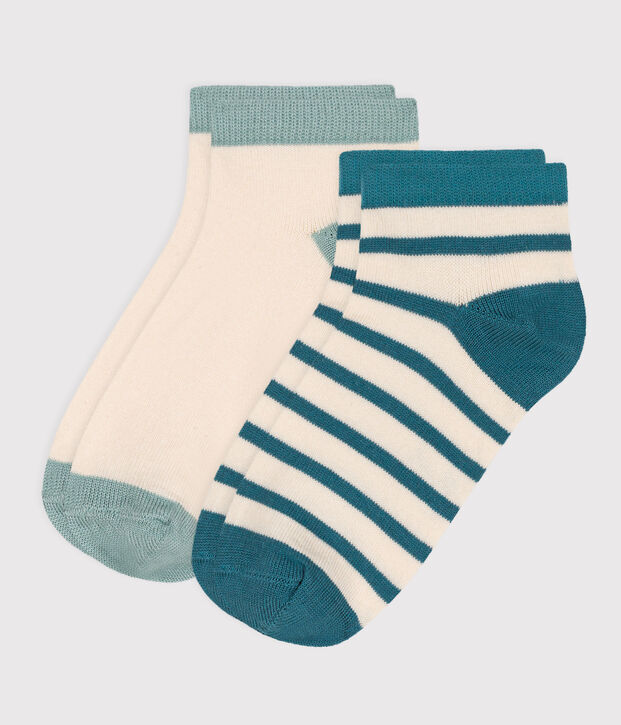 2 paires de chaussettes enfant en coton &agrave; rayures multicouleur