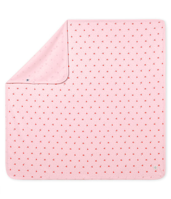 Uniseks babylaken met print roze VIENNE/wit MULTICO