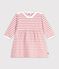 Robe b&eacute;b&eacute; en coton manches longues &agrave; rayures rose/&eacute;cru