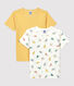 Set van 2 jongens t-shirts met korte mouwen en moeflonprint van biologisch katoen