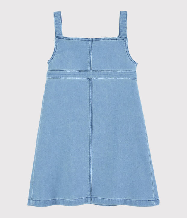 Robe salopette en molleton denim enfant fille bleu