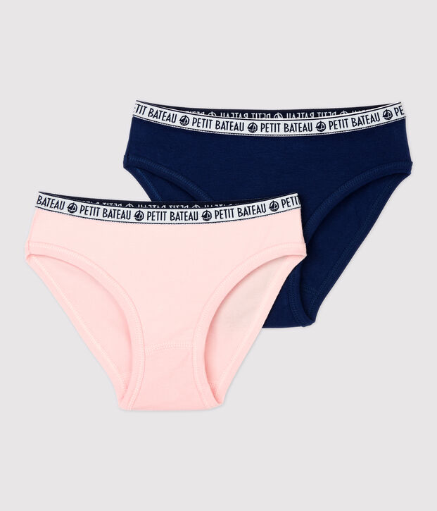 Lot de 2 culottes de sport petite fille en coton biologique et &eacute;lasthanne multicouleur