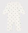 Katoenen babypyjama zonder voetjes met kikkerprint wit MARSHMALLOW/wit MULTICO