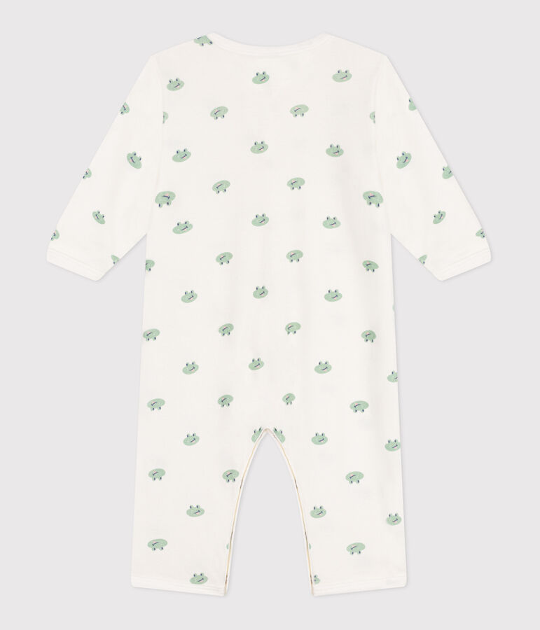 Pyjama b&eacute;b&eacute; en coton sans pieds grenouilles blanc MARSHMALLOW/blanc MULTICO