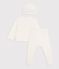 Ensemble long 3 pi&egrave;ces b&eacute;b&eacute; en coton ajour&eacute; et son bonnet &eacute;cru