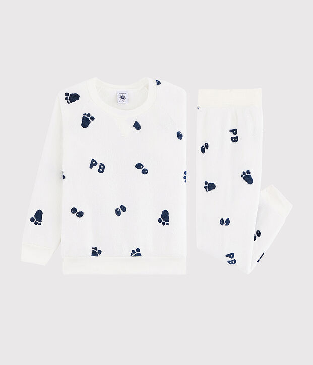 Jongenspyjama van fleece wit/blauw