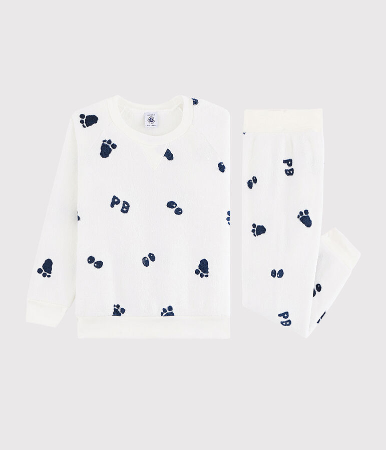 Jongenspyjama van fleece wit/blauw