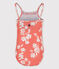 Meisjesbadpak uit 1 stuk met print roze PAPAYE/ MARSHMALLOW