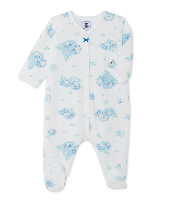 Dors bien bébé fille en velours imprimé blanc LAIT/bleu BLEU/ MULTICO