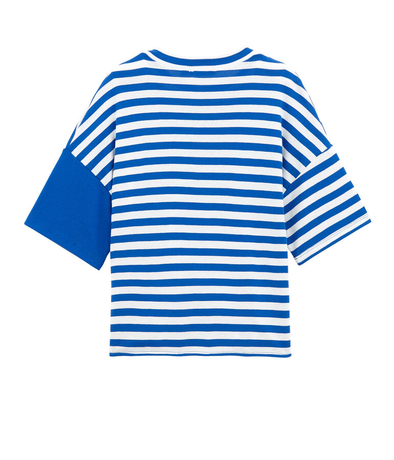 Strandt-shirt volwassene blauw/wit