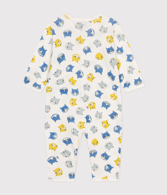 Katoenen babypyjama zonder voetjes wit MARSHMALLOW/wit MULTICO