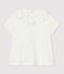 Blouse ajourée manches courtes en coton bébé fille blanc MARSHMALLOW