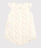 Combicourt fleuri bébé fille en tubique chaine et trame en coton biologique blanc MARSHMALLOW/blanc MULTICO