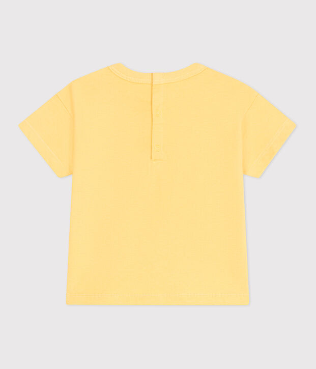 Tee-shirt b&eacute;b&eacute; en coton &agrave; manches courtes uni jaune