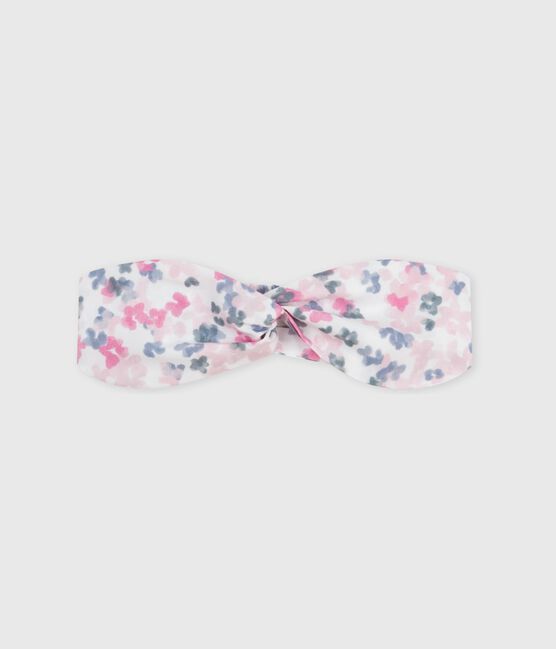 Poplin haarband met bloemenprint voor baby's roze CHARME/wit MULTICO