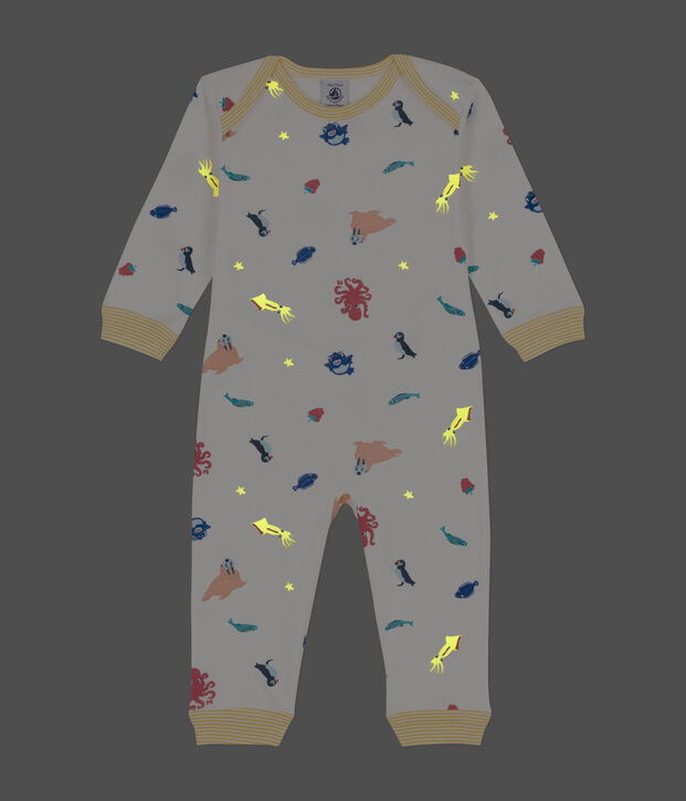 Dors-bien sans boutons-pression et sans pieds animaux marins en coton blanc/multicouleur