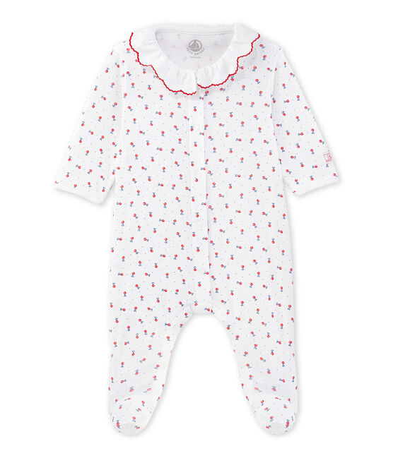 Dors bien bébé fille imprimé blanc ECUME/rouge PEPS/ MULTICO