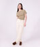 Dames-T-shirt van effen katoen met korte mouwen beige