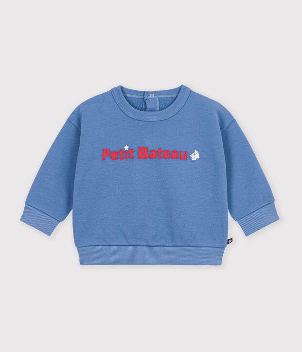 Effen katoenen babysweatshirt met borduursel blauw