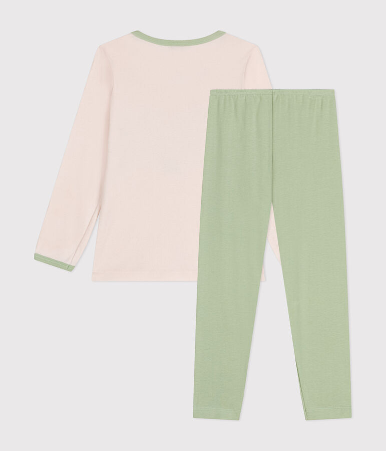 Pyjama  en coton manches longues beige/vert