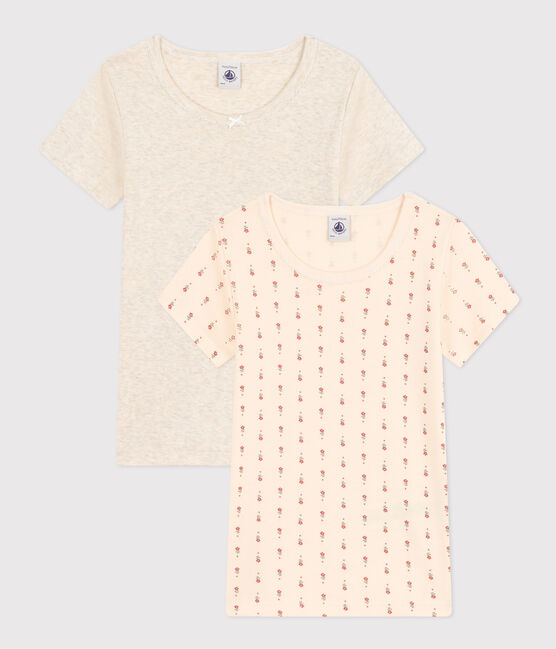 Lot de 2 tee-shirts à manches courtes fleur en coton enfant variante 1