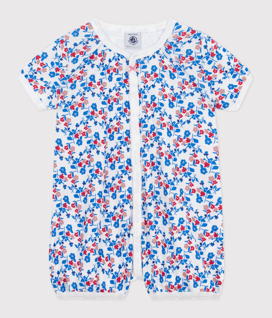 Kort babypakje van katoen met met bloemenprint wit MARSHMALLOW/wit MULTICO