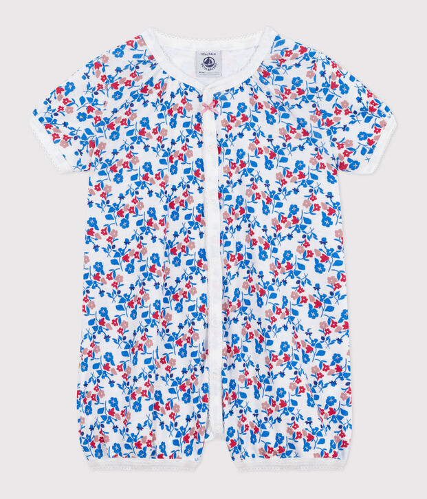 Kort babypakje van katoen met met bloemenprint wit/multicouleur