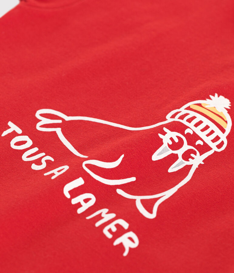 T-shirt b&eacute;b&eacute; en coton &agrave; manches courtes uni rouge