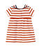 Robe bébé fille en jersey lourd rayé blanc LAIT/rouge PEPS