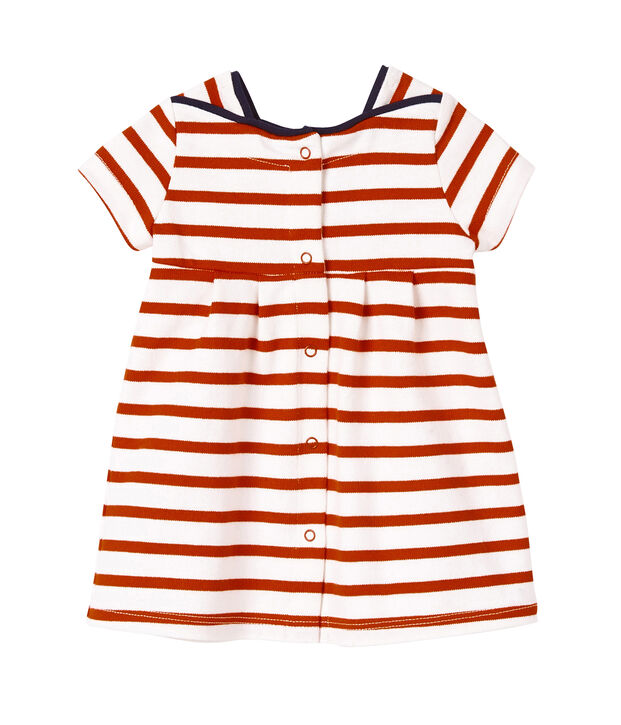 Robe b&eacute;b&eacute; fille en jersey lourd ray&eacute; wit/rood