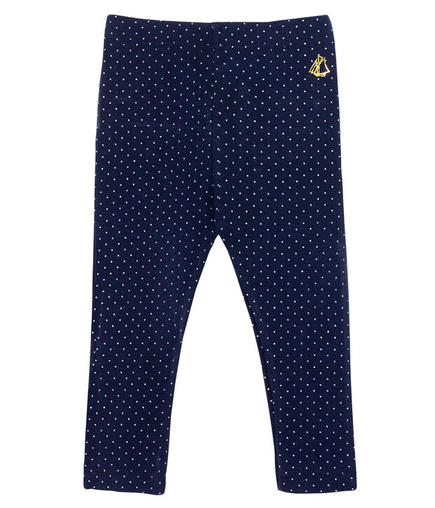 Leggin met print en ruches babymeisje blauw/wit