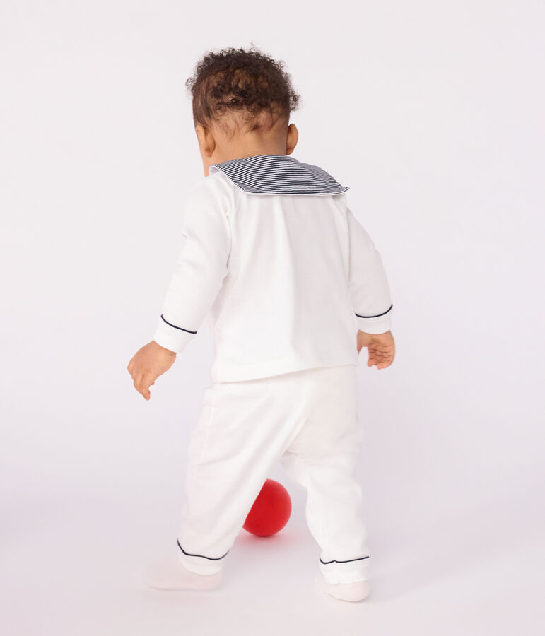 Tweedelige babypyjama met marinekraag wit