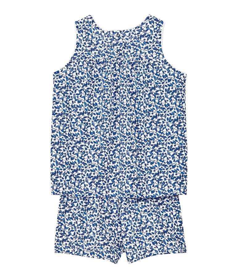 Pyjacourt fille en jersey fin imprim&eacute; blanc/multicouleur