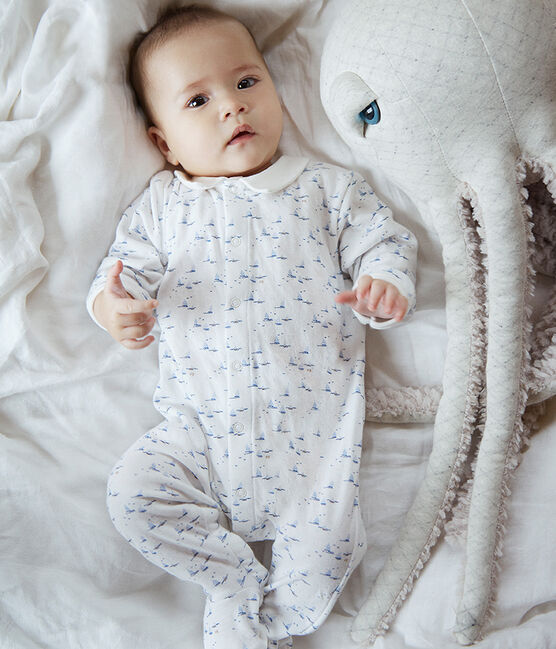 Dors bien bébé garçon en tubique blanc MARSHMALLOW/blanc MULTICO