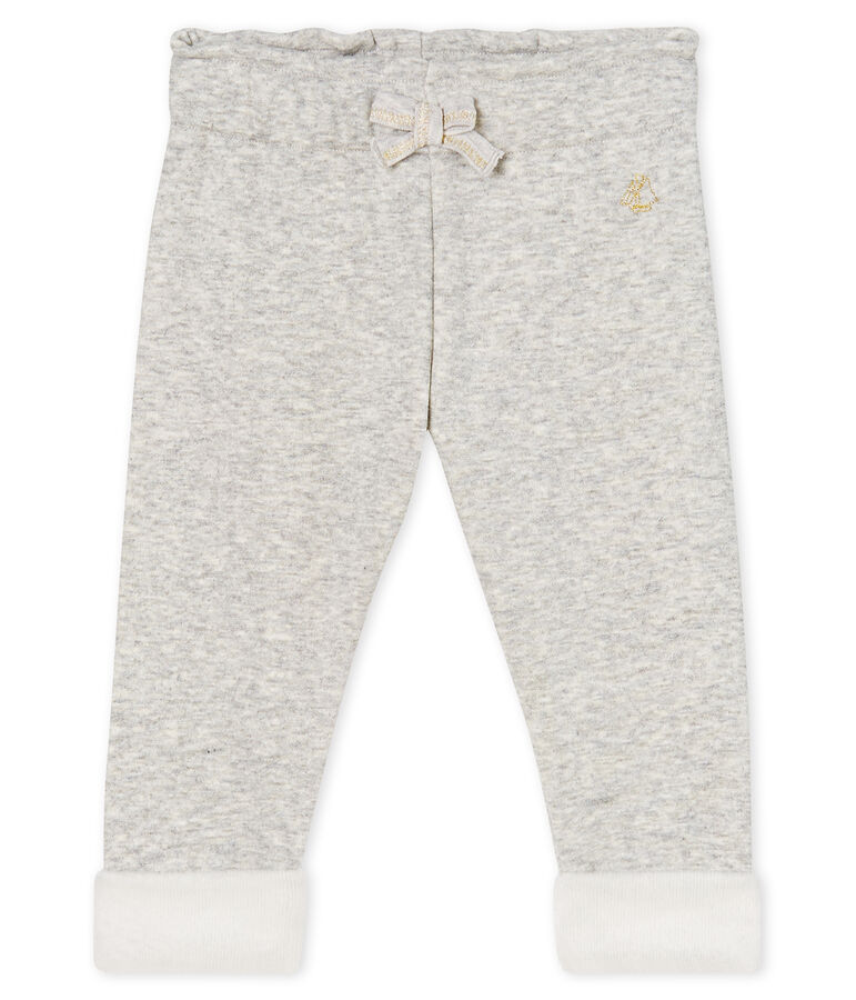 Broek van fluweel-mesh babymeisje grijs