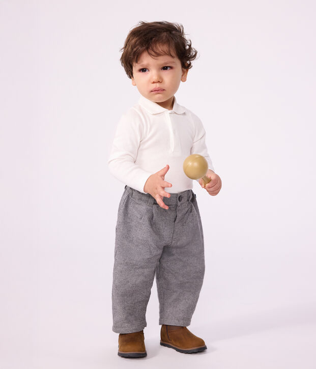 Body b&eacute;b&eacute; col polo en coton uni blanc