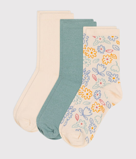3 paires de chaussettes en coton fleurs enfant variante 1
