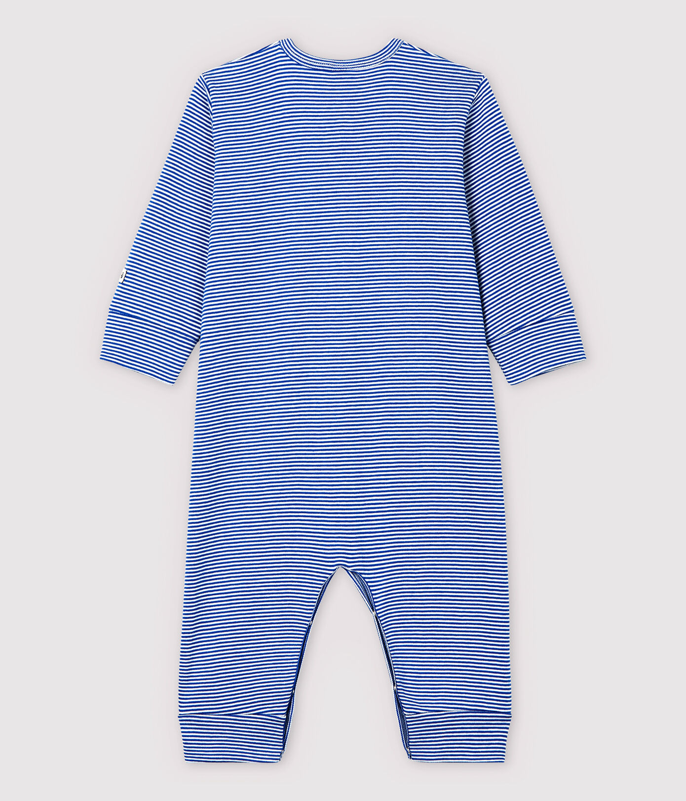 Babyblauw gestreepte katoenen pyjama zonder voetjes ...
