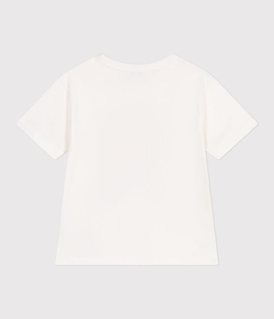 Katoenen T-shirt met korte mouwen en print voor kinderen wit MARSHMALLOW