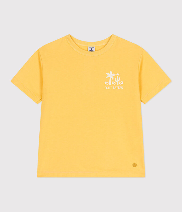 Katoenen T-shirt met korte mouwen en print voor kinderen geel