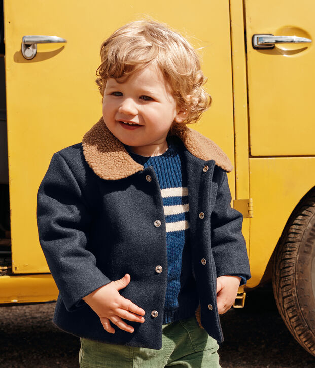 Veste en drap de laine b&eacute;b&eacute; bleu marine