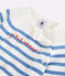 Ensemble 2 pièces marinière bébé en tricot laine et coton blanc MARSHMALLOW/bleu ALASKA