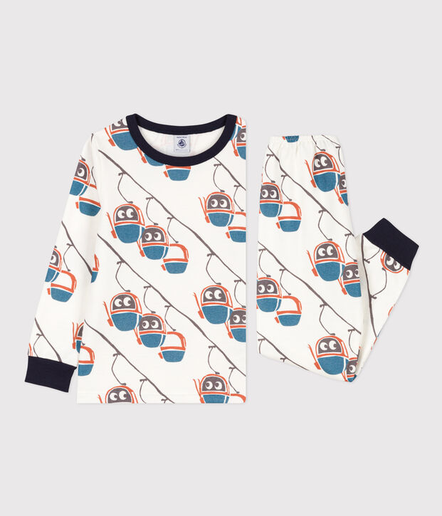 Gondelpyjama in fleece voor jongens/meisjes wit/multicouleur