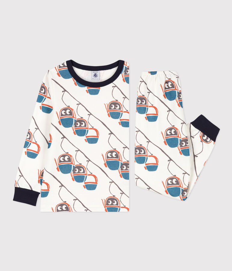 Gondelpyjama in fleece voor jongens/meisjes wit/multicouleur
