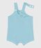 Salopette bébé en gaze de coton jambes courtes, unie bleu AQUATIC