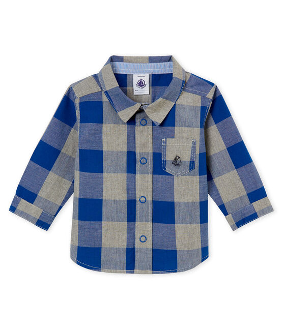 Hemd met ruitjes voor babyjongens blauw LIMOGES/wit MULTICO