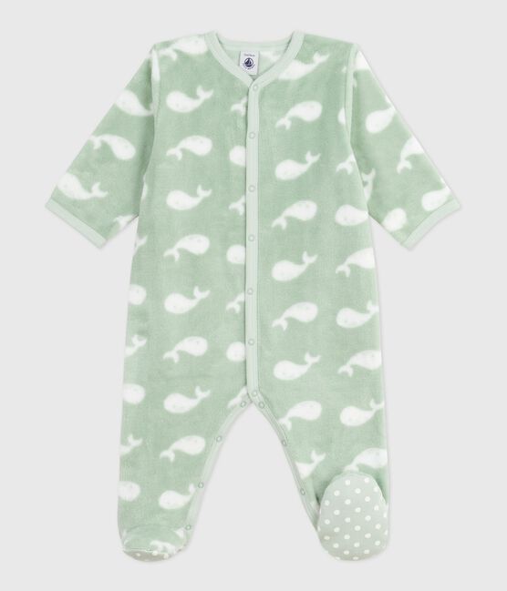 Overpyama in fleece voor de winter met walvismotief voor baby's SAULE/ MARSHMALLOW