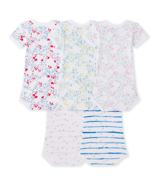Lot de 5 bodies bébé fille manches courtes blanc LOT