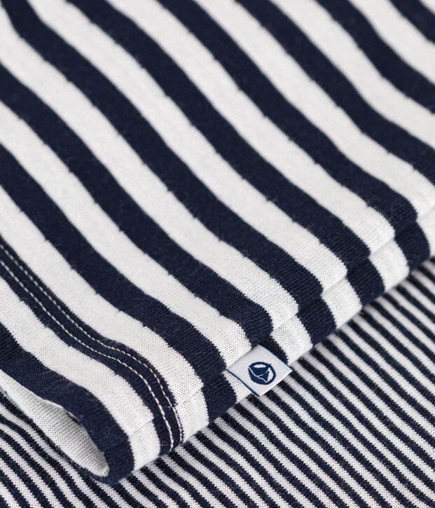 Pyjama en coton ray&eacute; enfant bleu/blanc