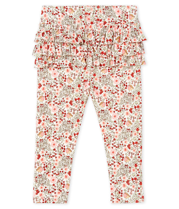 Legging imprim&eacute; &agrave; volants b&eacute;b&eacute; fille blanc/multicouleur